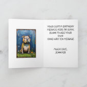 Grappig Abstract Bulldog Happy Birthday Naam Kaart (Binnen)