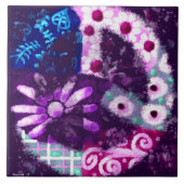 Grappig Abstract Vredesteken Floral Paarse Poster Tegeltje (Voorkant)