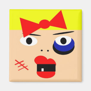 Grappig abstract vrouw bokskop magneet
