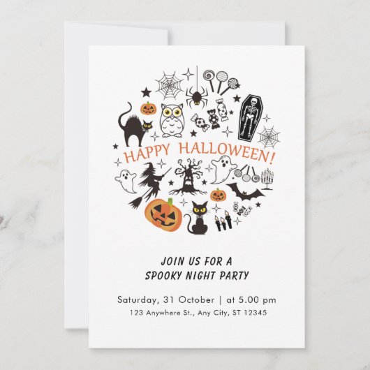 Grappig Abstract zwart-wit spookachtig Halloween Kaart (Voorkant)