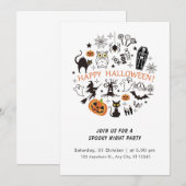 Grappig Abstract zwart-wit spookachtig Halloween Kaart (Voorkant / Achterkant)