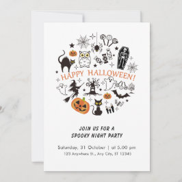 Grappig Abstract zwart-wit spookachtig Halloween Kaart