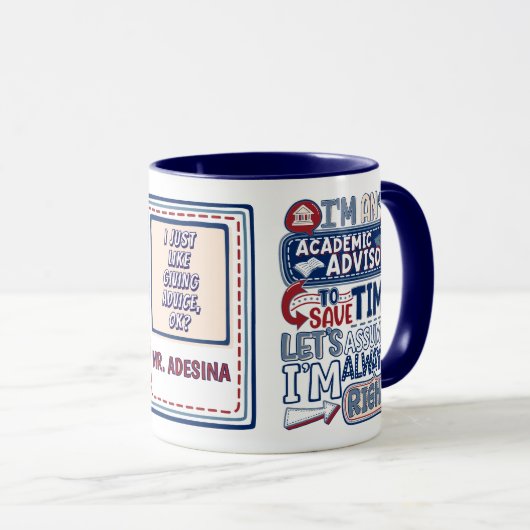 Grappig academisch adviseur altijd gelijk mok (Voorkant rechts)