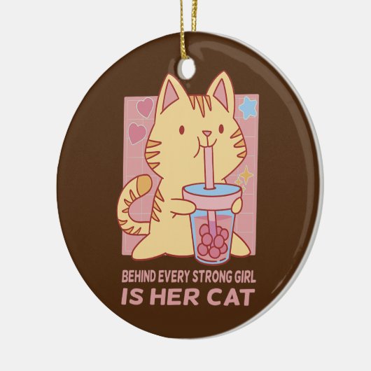 Grappig achter elk sterk meisje is haar kat kut keramisch ornament (Links)