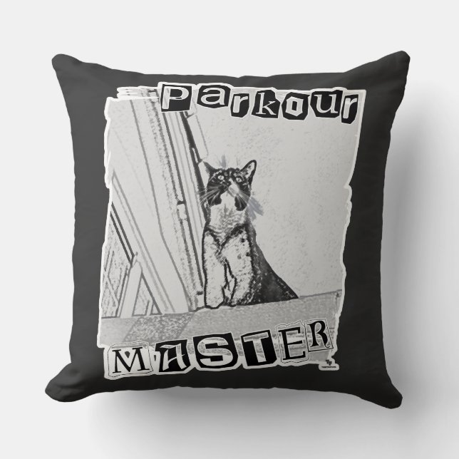 Grappig Actieve Parkour Meester Punk Kitty Ontwerp Kussen (Voorkant)