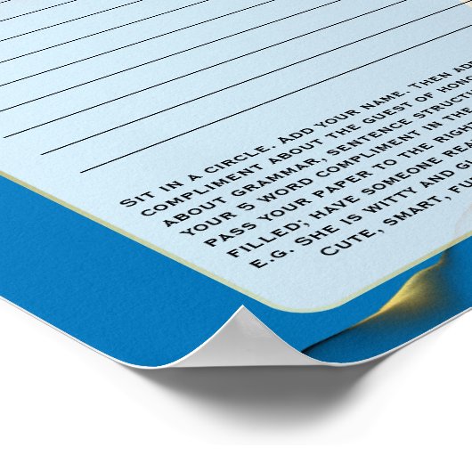 Grappig Ad-Lib / Complimenten Spel Bruidsfeest  Poster (Hoek)