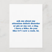 Grappig ADD ADHD-citaat - Blauwe afdrukken Briefkaart (Voorkant)