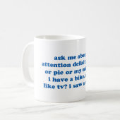 Grappig ADD ADHD-citaat - Blauwe afdrukken Koffiemok (Voorkant links)