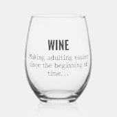Grappig Adulting Quote Wijnglas Zonder Voet (Voorkant)