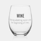 Grappig Adulting Quote Wijnglas Zonder Voet (Voorkant)
