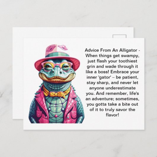 Grappig advies van een alligator briefkaart (Voorkant / Achterkant)