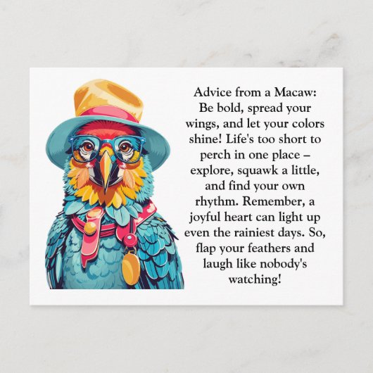 Grappig advies van een ara briefkaart (Voorkant)