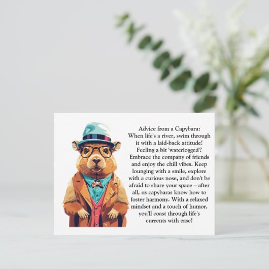 Grappig advies van een capibara briefkaart (Staand voorkant)