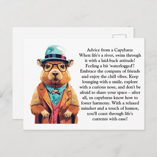 Grappig advies van een capibara briefkaart (Voorkant / Achterkant)
