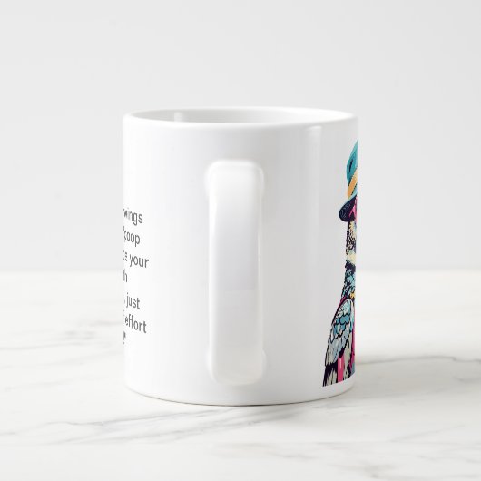 Grappig advies van een duif grote koffiekop (Achterkant)