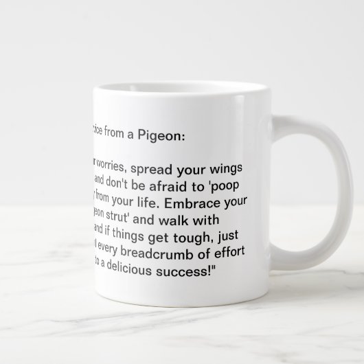 Grappig advies van een duif grote koffiekop (Rechts)