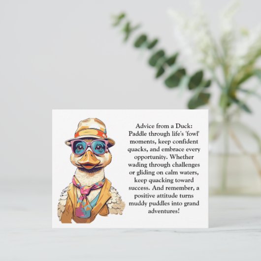 Grappig advies van een eend briefkaart (Staand voorkant)
