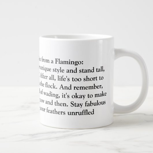 Grappig advies van een flamingo grote koffiekop (Rechts)