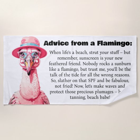 Grappig advies van een flamingo strandlaken (Voorkant)