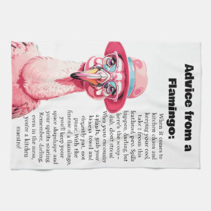 Grappig advies van een flamingo theedoek