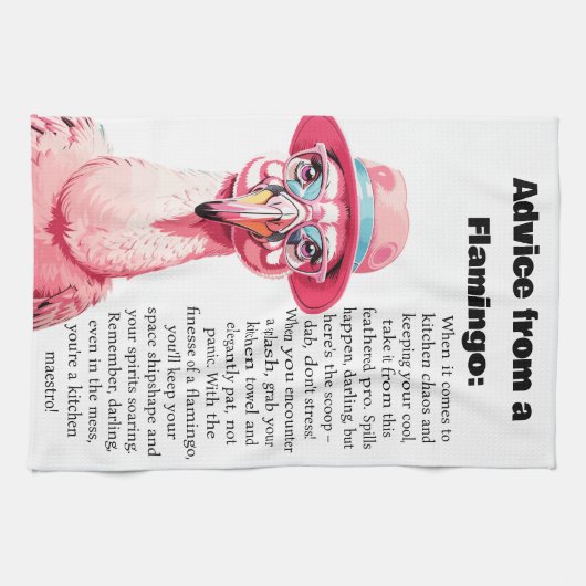 Grappig advies van een flamingo theedoek (Horizontaal)