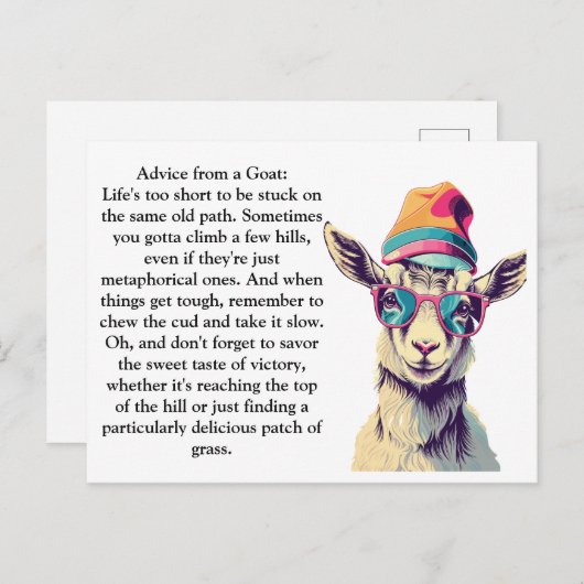 Grappig advies van een geit briefkaart (Voorkant / Achterkant)
