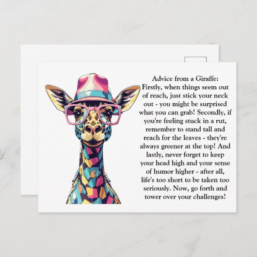 Grappig advies van een Giraffe Briefkaart (Voorkant / Achterkant)