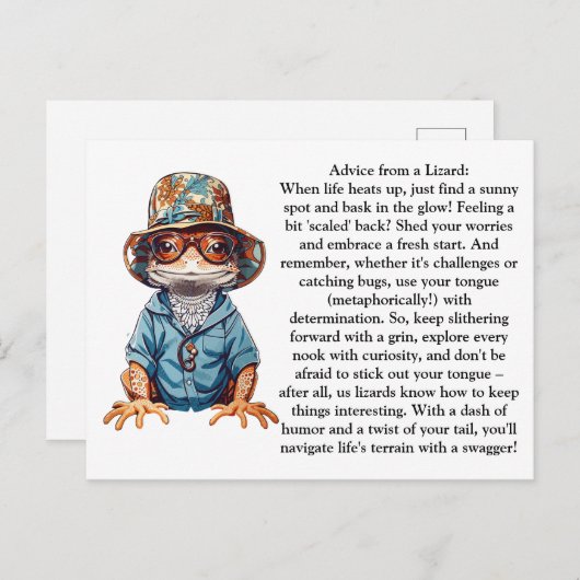 Grappig advies van een hagedis briefkaart (Voorkant / Achterkant)