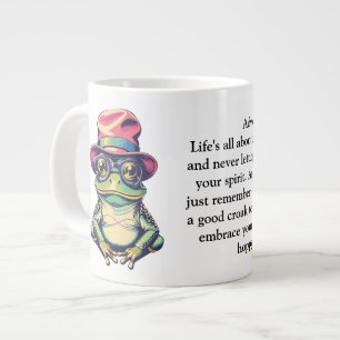 Grappig advies van een kikker grote koffiekop