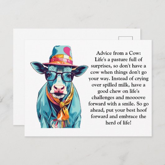 Grappig advies van een Koe Briefkaart (Voorkant / Achterkant)