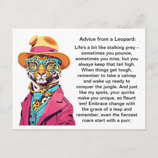 Grappig advies van een luipaard briefkaart (Voorkant)