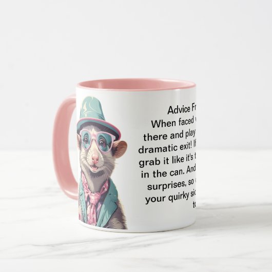 Grappig advies van een oppossum mok (Voorkant links)