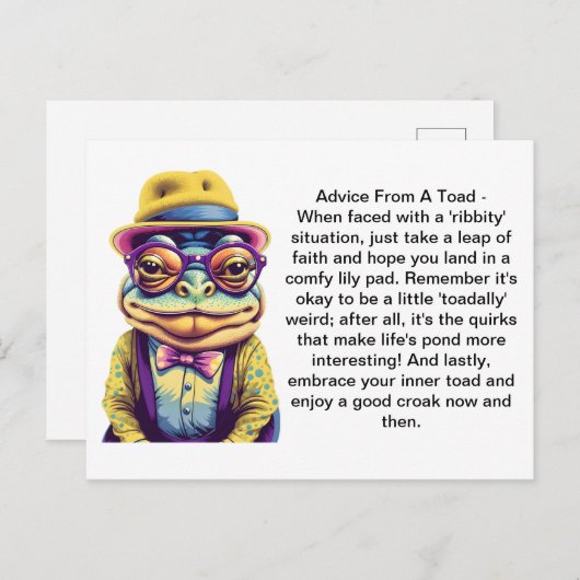 Grappig advies van een pad briefkaart (Voorkant / Achterkant)