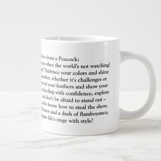 Grappig advies van een pauw grote koffiekop (Rechts)