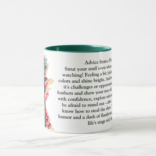 Grappig advies van een pauw mok (Midden)