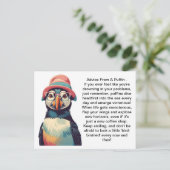 Grappig advies van een puffin briefkaart (Staand voorkant)