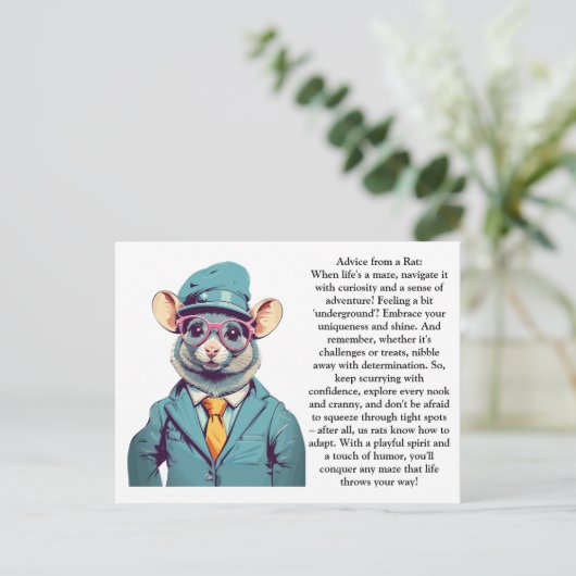 Grappig advies van een rat briefkaart (Staand voorkant)