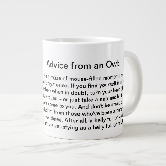 Grappig advies van een uil grote koffiekop (Voorkant rechts)