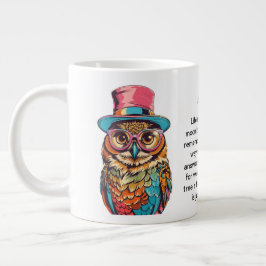 Grappig advies van een uil grote koffiekop