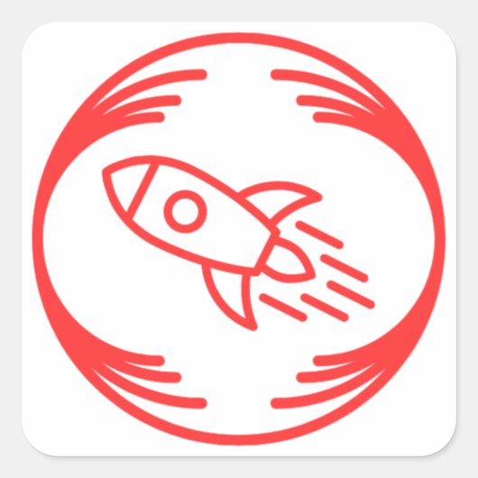 Grappig afbeelding in het midden van een grappig o vierkante sticker (Voorkant)