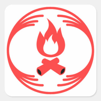 Grappig afbeelding in het midden van een grappig o vierkante sticker