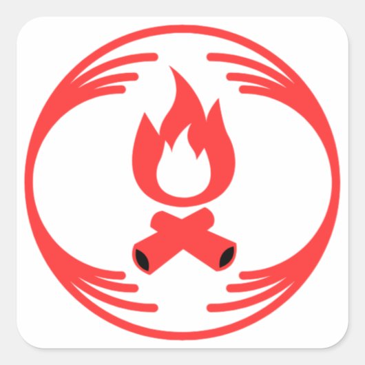 Grappig afbeelding in het midden van een grappig o vierkante sticker (Voorkant)