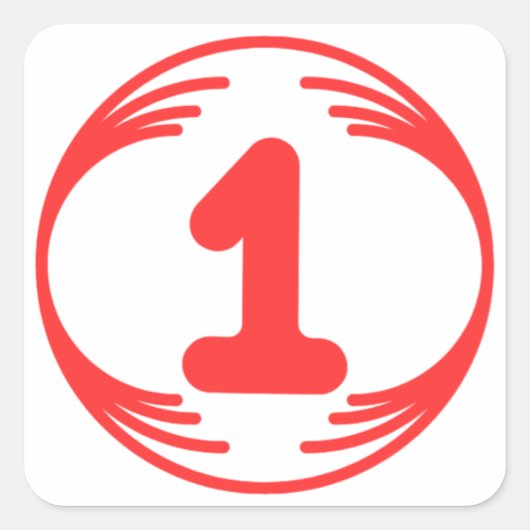 Grappig afbeelding in het midden van een grappig o vierkante sticker (Voorkant)