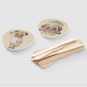 grappig afbeelding met een leuke pug met een leuke handwaaier (Niet-gemonteerd)