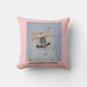Grappig afbeelding van Akita Dog Pink Kussen