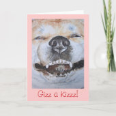 grappig afbeelding van akita glimlachend met leuke kaart (Voorkant)