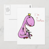 grappig afbeelding van een roze dinosaurus TeaRex Briefkaart (Voorkant / Achterkant)