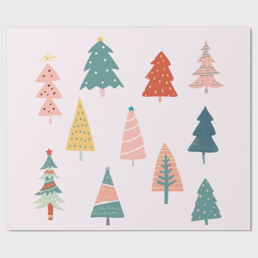 Grappig afbeelding van kerstbomen cadeaupapier (Vlak)