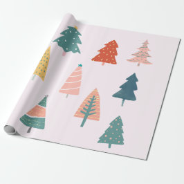 Grappig afbeelding van kerstbomen cadeaupapier