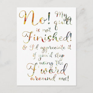 Grappig afgewerkte quilt citaat briefkaart